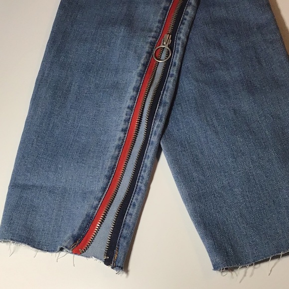 NWT Tommy Hilfiger Navy/Red Side Zip Raw Hem Skinny Jeans (sz 10) - Picture 3 of 6